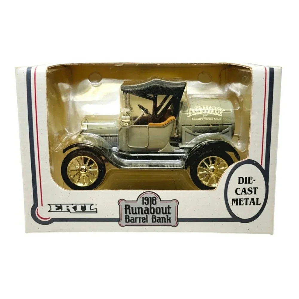 Vintage Model ERTL Agway 1918 Ford Runabout Barrel Bank in Original Box